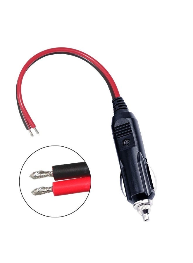 12V Plug Adapter, Male Connector with 30cm 16AWG Extension Cable, 15A Fuse and LED Light, Fused Replacement Socket for Car Accessories, 2 Pack - Image 2